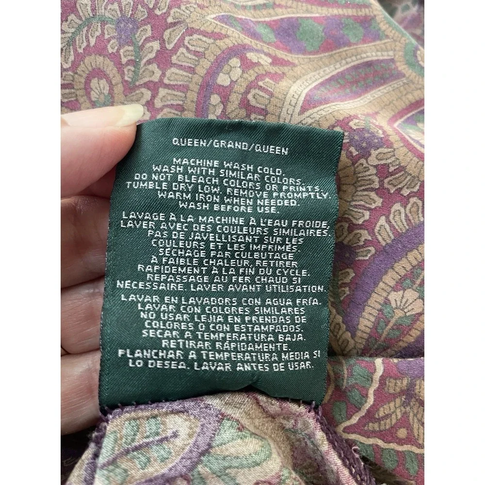 Vtg 4 Pc Ralph Lauren New Bohemian Paisley Purple QUEEN Sheet  Flat Fitted Cases